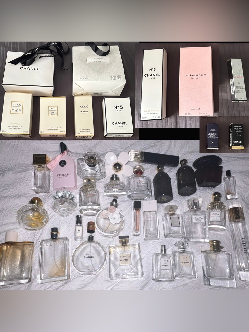 EMPTY PERFUME BOTTLES and EMPTY BOXES